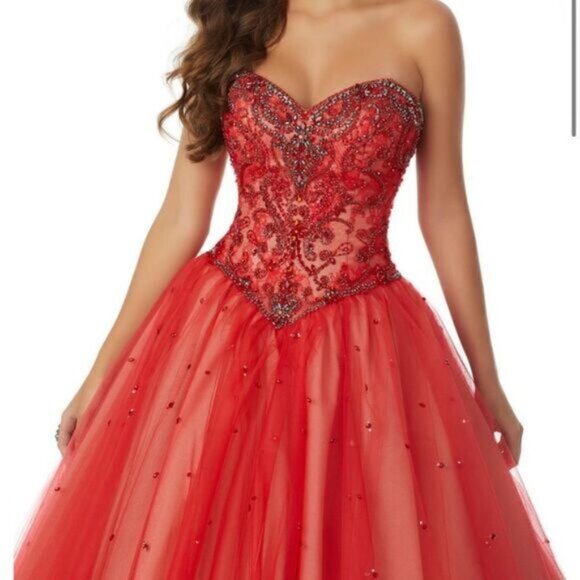MORILEE PROM 42054 in Color SCARLET NUDE - Picture 2 of 4